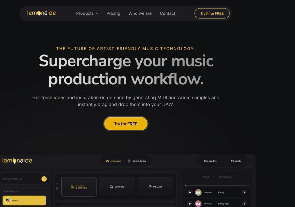 Lemonaide music app website