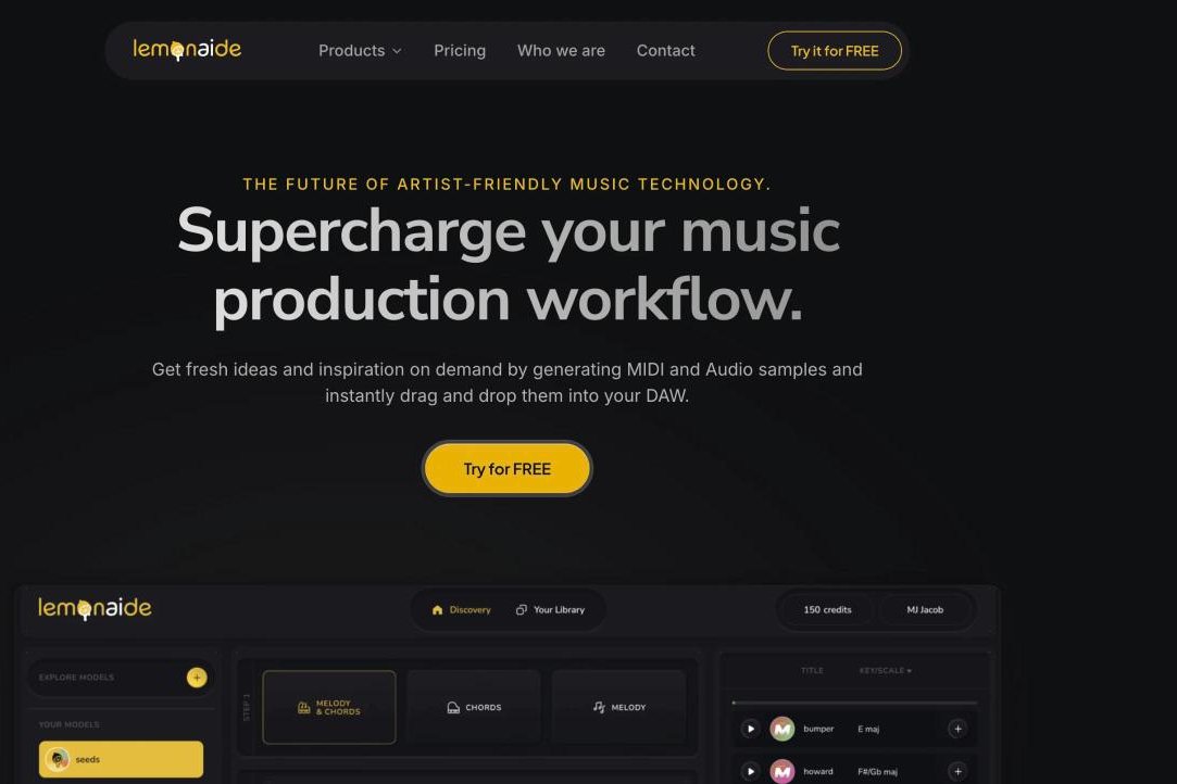 Lemonaide music app website