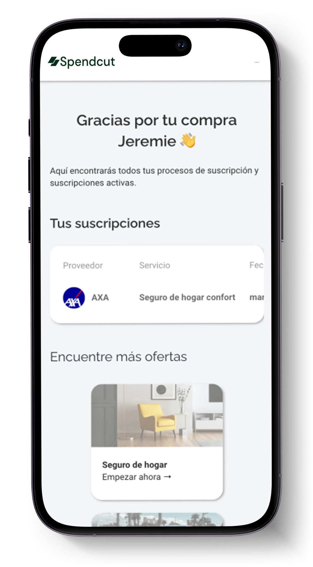 Member dashboard with active subscriptions